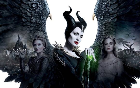 De izquierda a derecha, Michelle Pfeiffer, Angelina Jolie y Elle Fanning en el poster de la cinta. FOTO cortesía Disney