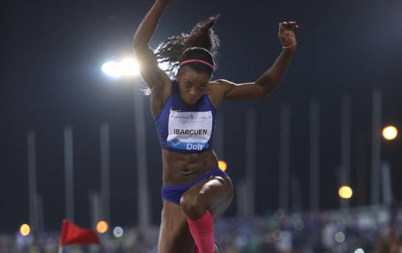 Caterine Ibargüen sufrió ayer para lograr su segundo triunfo del año. La semana pasada ganó en Medellín con 14,43 m. FOTO cortesía liga de diamante