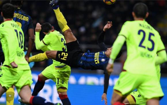 El jugador colombiano abrió el marcador en el minuto 33 del primer tiempo. FOTO Cortesía Inter de Milán 