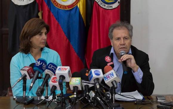 De izquierda a derecha, la canciller María Ángela Holguín, y el Secretario General de la Organización de los Estados Americanos, OEA, Luis Almagro. FOTO Archivo Colprensa