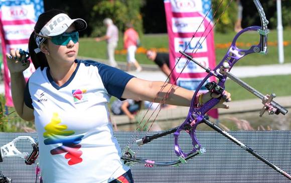 Sara sorprende con una cifra. Lleva 3 años seguidos en el primer sitial del arco compuesto mundial. FOTO CORTESÍA WORLD ARCHERY