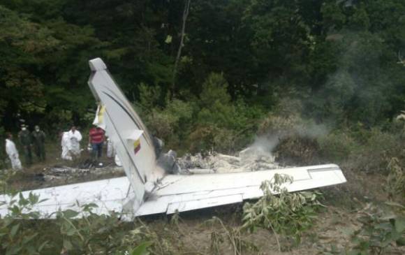La aeronave cayó en la Laguna del Silencio, del municipio de Victoria, en Caldas. FOTO El Nuevo Día
