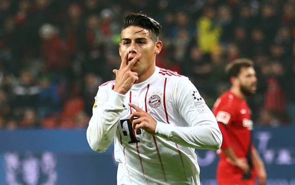 Buen comienzo de año en Bundesliga para James Rodríguez con un golazo que puso el 3-1 ante Bayer Leverkusen. FOTO reuters