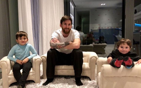 Lionel Messi con sus dos hijos mayores, Thiago y Mateo. FOTO INSTAGRAM LEOMESSI