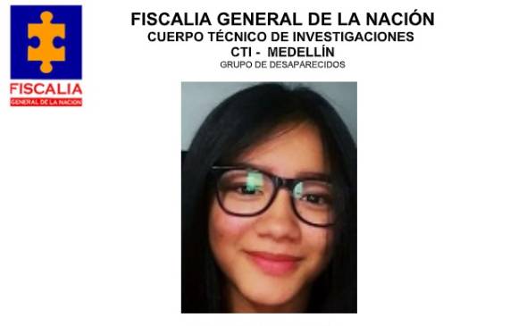 Esta es la imagen de la joven Sofía Córdoba distribuida por la Fiscalía, con autorización de su madre. FOTO: cortesía de la Fiscalía.