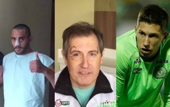 Alan Rushel (izquierda), Rafael Henzel (centro) y Jackson Follman (derecha) viajarían en las próximas horas a Brasil para seguir su recuperación. FOTO ARCHIVO