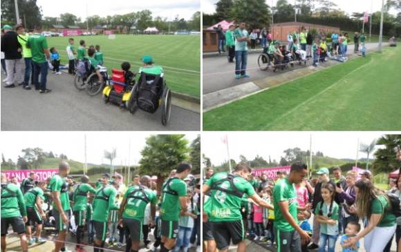 Los jugadores verdes compartieron con distintos niños enfermos y en condición de discapacidad. FOTO cortesía atlético nacional