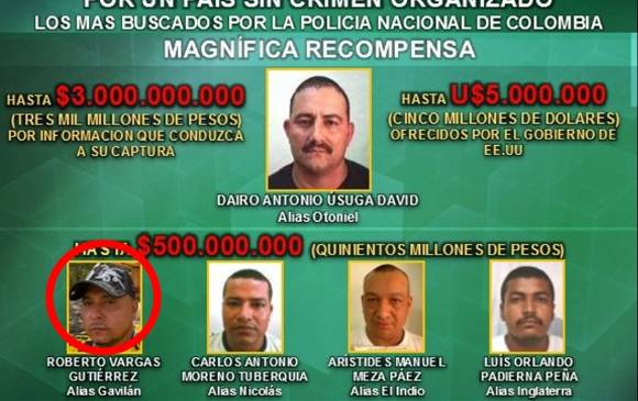 Cartel de los más buscados de la Policía.