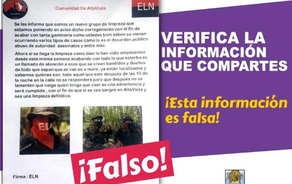 Alcaldía desmiente supuesto panfleto del Eln en Altavista