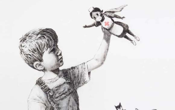 Imagen de la obra de Bansky que será subastada. FOTO INSTAGRAM