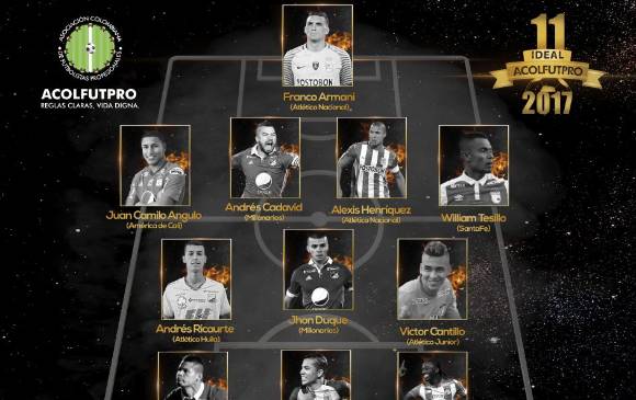 Este es el equipo ideal de la Liga Águila 2017. FOTO CORTESÍA-ACOLFUTPRO
