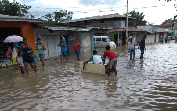 El casco urbano de Belén de Bajirá está, prácticamente en su totalidad, inundado. Foto: Cortesía