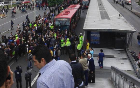 Los trancones en este momento van desde el Portal 80 hasta la Calle 90. FOTO COLPRENSA. 