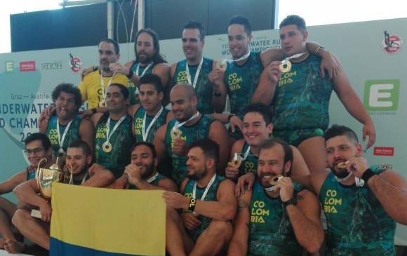 El Campeonato Mundial de Rugby Subacuático se realizó en Graz, Austria. FOTO CUENTA DE TWITTER @FEDECASCOL