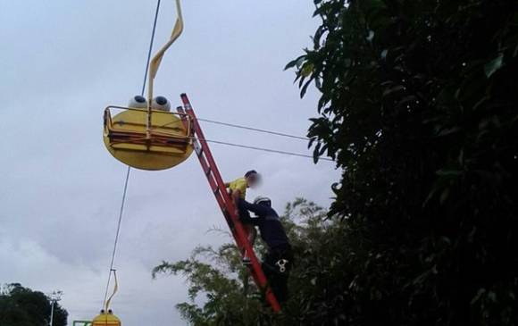Esta no sería la primera vez que la garrucha sufre fallas mecánicas en este parque propiedad de Comfama. FOTO CORTESÍA MIORIENTE