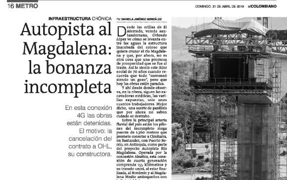 En la edición del 21 de abril de 2019 publicamos un informe sobre el avance del proyecto. 