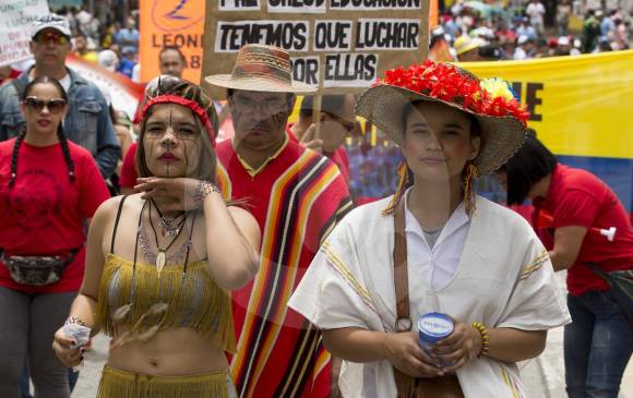 Los convocados durante la marcha del Día del Trabajo