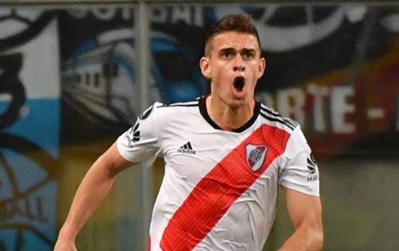 Rafael Santos Borré, quien marcó el primer gol de la remontada de River ante Gremio, suma 3 tantos en la Libertadores. FOTO AFP