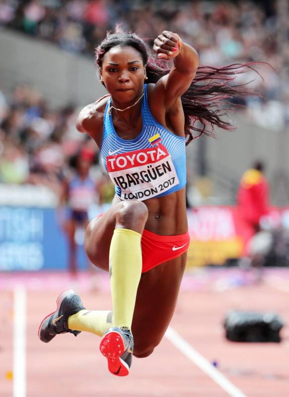 Un año después, Caterine termina segunda en el salto triple del Mundial de Atletismo de Londres 2017 con una marca de 14,89 mt, detrás de la venezolana Yulimar Rojas. FOTO EFE