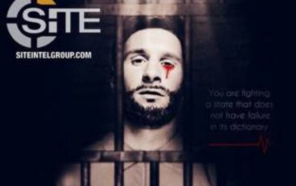 La imagen de Lionel Messi aparece en el último afiche amenazante del Estado Islámico contra el Mundial de Rusia 2018. IMAGEN TOMADA DE TWITTER @siteintelgroup