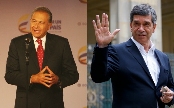 El general (r) Óscar Naranjo (foto izquierda) estuvo 10 meses en el cargo como ministro del Posconflicto. Rafael Pardo, fue nombrado el domingo como nuevo jefe de esta cartera. FOTOS colprensa 