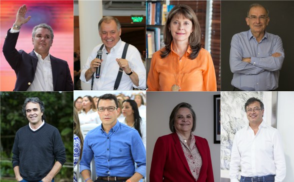 Iván Duque - Alejandro Ordóñez - Marta L. Ramírez - Humberto de la Calle - Sergio Fajardo - Carlos Caicedo - Clara López - Gustavo Petro 