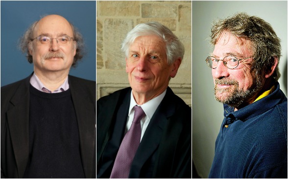 F. Duncan Haldane, David Thouless y Michael Kosterlitz, científicos británicos que ayer fueron reconocidos con el Premio Nobel de Física. FOTOS AP Y AFP