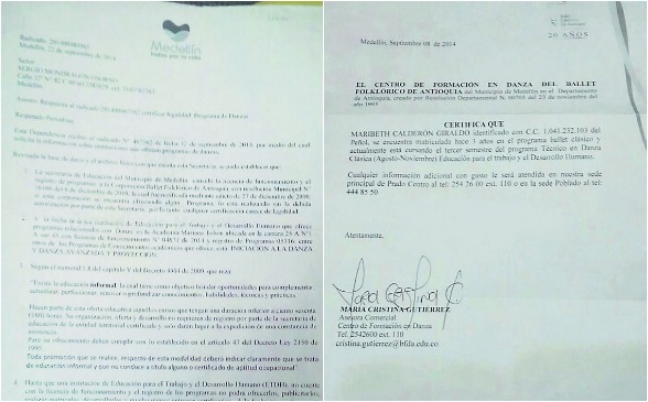 Estos documentos prueban que la institución estaría ofreciendo cursos técnicos sin licencia. FOTO CORTESÍA sergio mondragón.