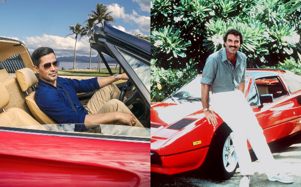 A la izquierda, Jay Hernández protagonista de Magnum (2018). A la derecha, Tom Selleck en la serie de los 80. FOTOs cortesía