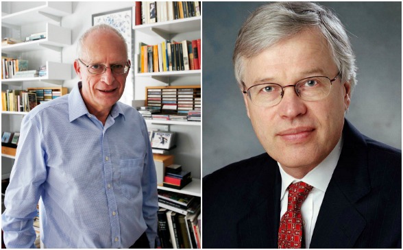 Oliver Hart (izq.) y Bengt Holmstrom, ambos economistas, ganaron el premio Nobel de Economía 2016. FOTO fotos ap y afp