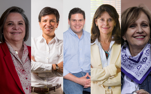 Clara López - Claudia López - Juan Carlos Pinzón - Marta Lucía Ramírez - Ángela Robledo 