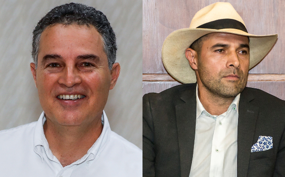 Aníbal Gaviria, precandidato de “Es el momento de Antioquia” y Andrés Guerra, candidato de Centro Democrático.