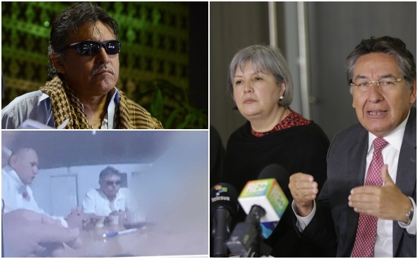La JEP solicitó pruebas sobre Santrich (foto principal) Abajo, imagen tomada de video que presuntamente vincula a Santrich con el envío de coca. FOTO Esteban Vanegas y cortesía