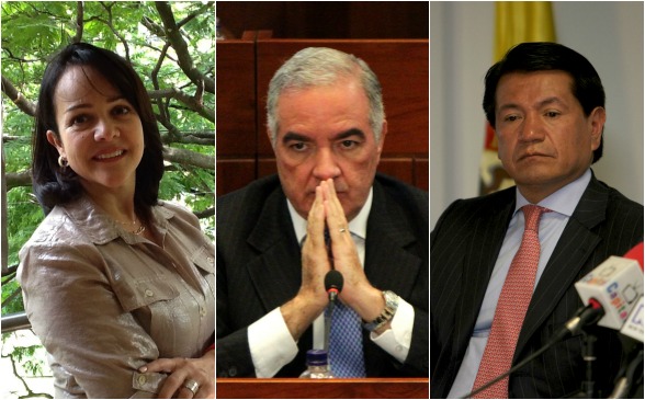 Marta Aguilar, directora del gremio de comercializadores de energía (Acce), el contralor General de la República, Edgardo Maya, y el defensor del Pueblo, Jorge Armando Otálora. FOTOS colprensa