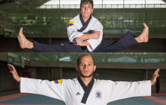Luis Miguel Álvarez (arriba) y Juan David Bustamante (abajo) hacen parte de la nueva generación del taekwondo.