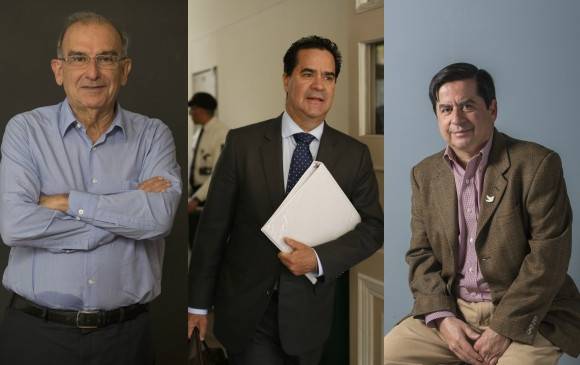 Humberto de la Calle, Frank Pearl y Juan Fernando Cristo, tres precandidatos tras lograr el Acuerdo de Paz. FOTOS COLPRENSA Y ARCHIVO