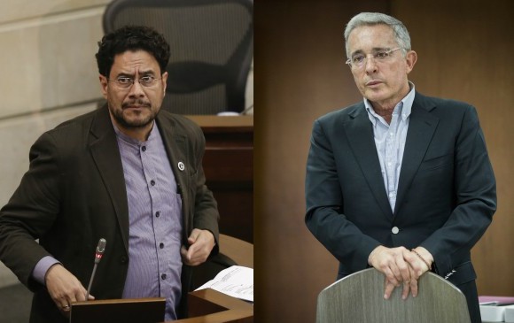 De izquierda a derecha el senador Iván Cepeda y el expresidente y senador Álvaro Uribe Vélez. FOTOS Colprensa