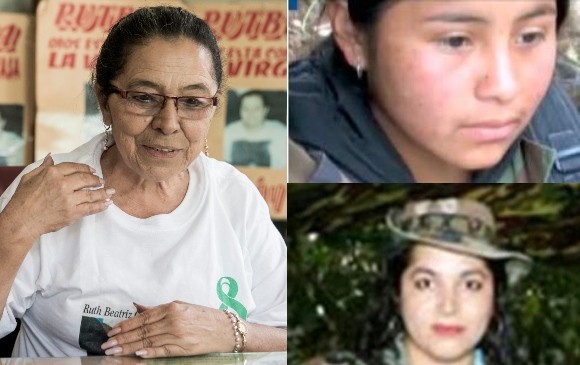 Dolly Castañeda dice que su hija fue secuestrada por las Farc y que en algún punto, antes de 2012, se volvió guerrillera. A la derecha fotos donde supuestamente aparece Ruth. La mamá cree que es ella. FOTOS Archivo