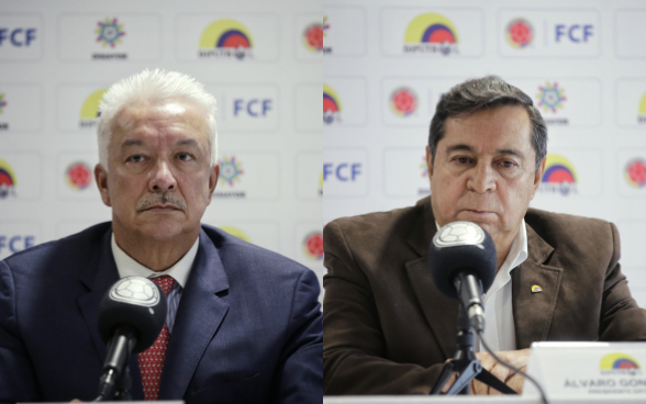 Jorge Perdomo, presidente de la Dimayor y Álvaro González Alzate, representante de la Difútbol. FOTO Colprensa