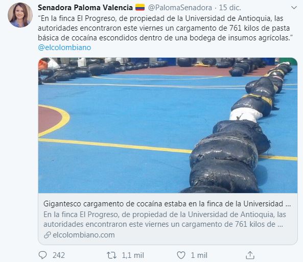 U. de A. responde a senadora que compartió noticia de EL COLOMBIANO de 2017