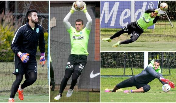 Franco Armani, Camilo Vargas, Cristian Vargas y Luis Enrique Martínez compiten por la titular en Nacional. FOTOS Donaldo Zuluaga, Robinsón Saenz, Manuel Saldarriaga