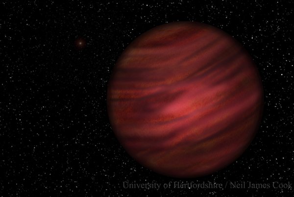 El equipo descubrió que ese planeta, que tiene una masa que supera doce veces a la de Júpiter. Ilustración University of Hertfordshire/Neil James Cook