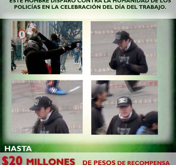 Las autoridades distritales ofrecieron 20 millones de pesos como recompensa por quien ayude a dar con el paradero del encapuchado. CORTESÍA POLICÍA