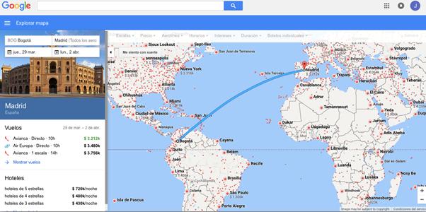 Así se ve Google Flights en un navegador. FOTO: Google