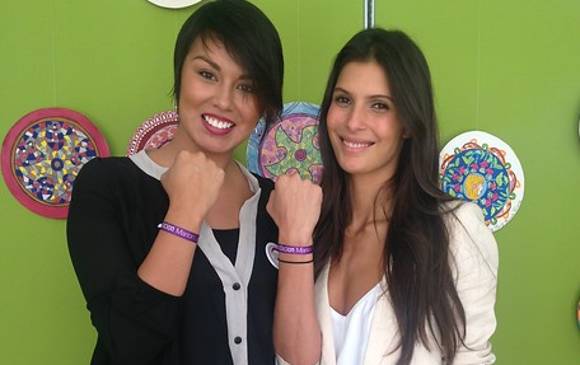 Marion Jaimes y La Toya Montoya estuvieron presentes en la jornada para demostrar que el cáncer se puede superar. Jaimes tuvo cáncer, La Toya tiene una hermana que vivió la enfermedad. FOTO Colprensa