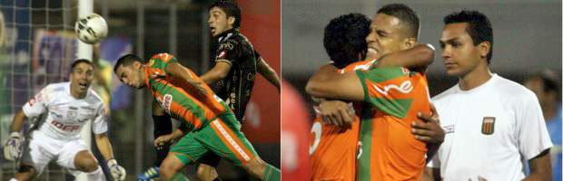 Envigado superó al Real Cartagena con buen fútbol | Jaime Pérez | Envigado fue superior a su rival y por eso se quedó con los tres puntos. En la primera imagen el zaguero Camilo Pérez por poco anota con golpe de cabeza, en la otra imagen Jorge Horacio Serna celebra su gol.