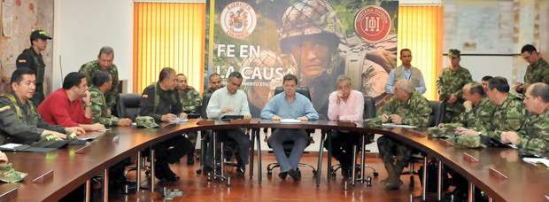 El presidente Santos analizó este domingo la situación de seguridad en Cauca, donde las Farc sigue con sus ataques. | El presidente Santos analizó este domingo la situación de seguridad en Cauca, donde las Farc sigue con sus ataques.