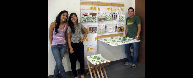 Ideas prácticas en pocos metros | | Estos son los estudiantes que hicieron la propuesta: Ana Ramírez, Daniela Pérez y Sebastián García. El diseño sirve como comedor, para colgar artículos y además para cubrir las paredes. Es un proyecto tres en uno.