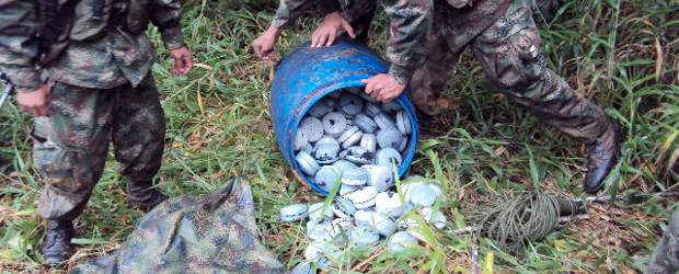 Ejército decomisó 298 minas explosivas | Cortesía | Las minas de las Farc fueron halladas en zona rural de San Luis.