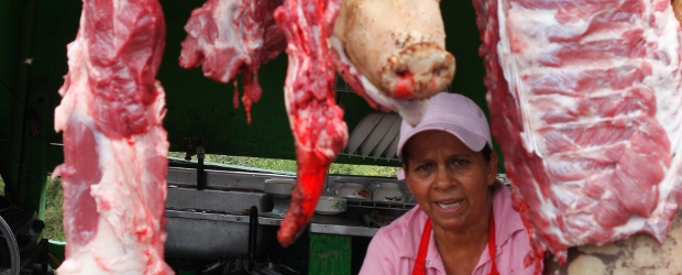 La matarife espantanovios | Jorge Osorio | "Yo sin machete no soy nadie en la vida", expresa Miriam Mateute Correa, quien asegura que los mejores marranos pesan entre 90 y 100 kilos. Los más gordos no son necesariamente los mejores. Como suelen estar pasados de grasa la carne es menos pulpa y el carnicero "castiga con los precios y los rebaja".